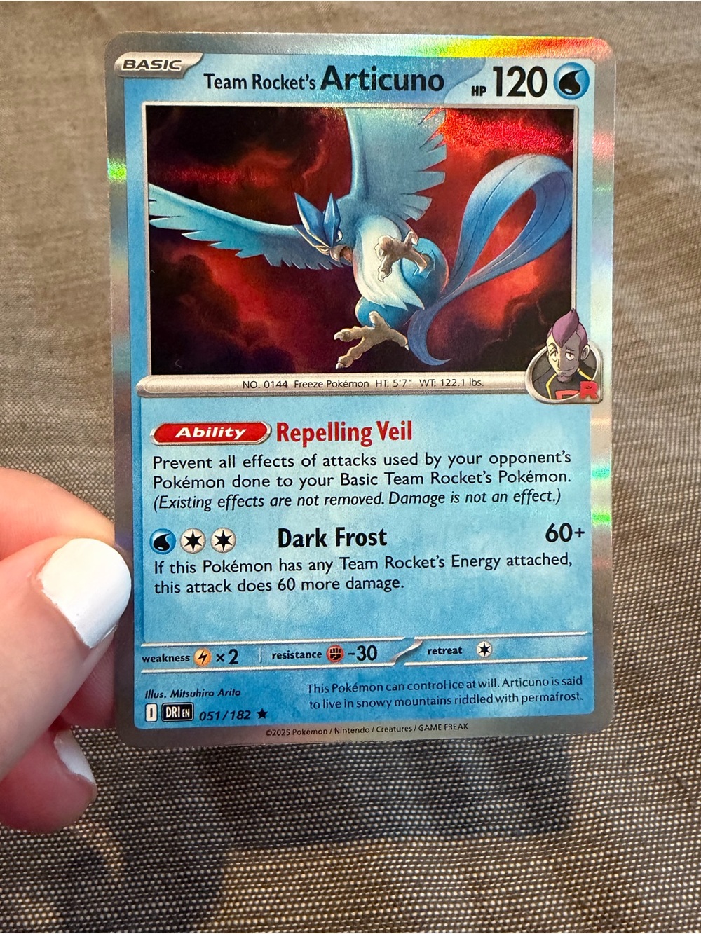 Team Rocket's Articuno Holo Pokémon Card - Blue